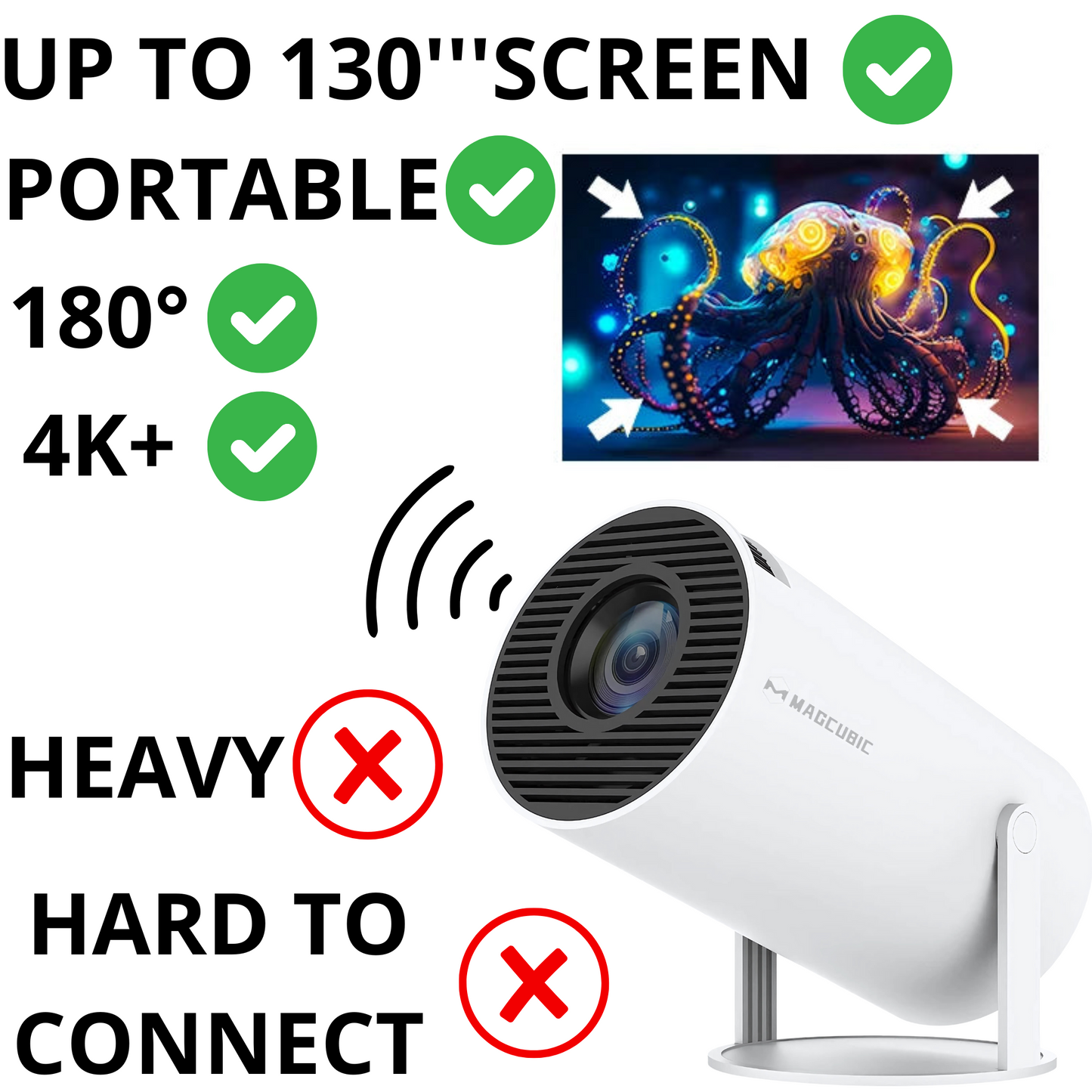 Projector Android 11 4K HY300 pro